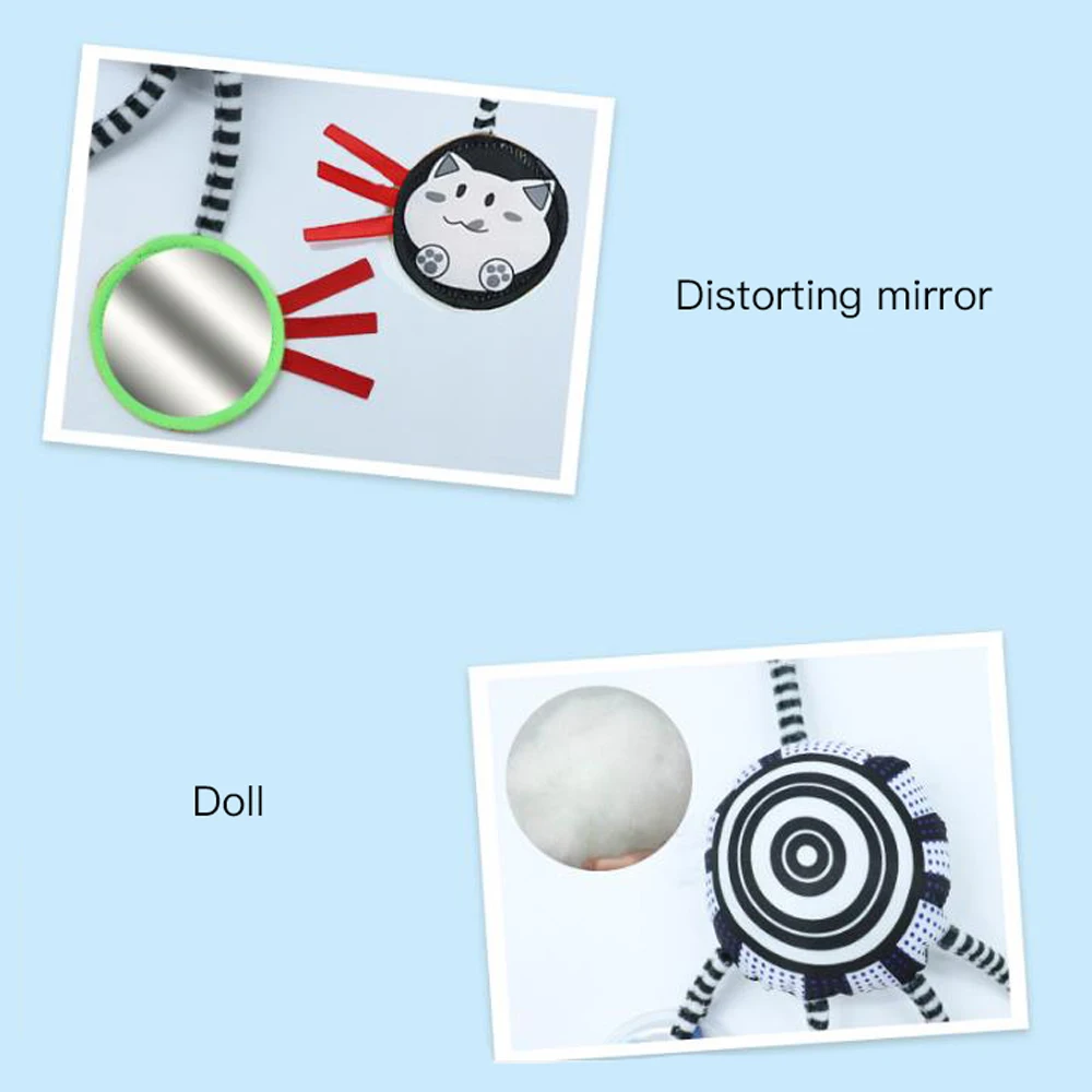 

Newborn Cartoon Rattles Toys Bed Stroller Accessories Mobile Hanging Plush Toys for Children Safety Mirror Ring Infant Teether