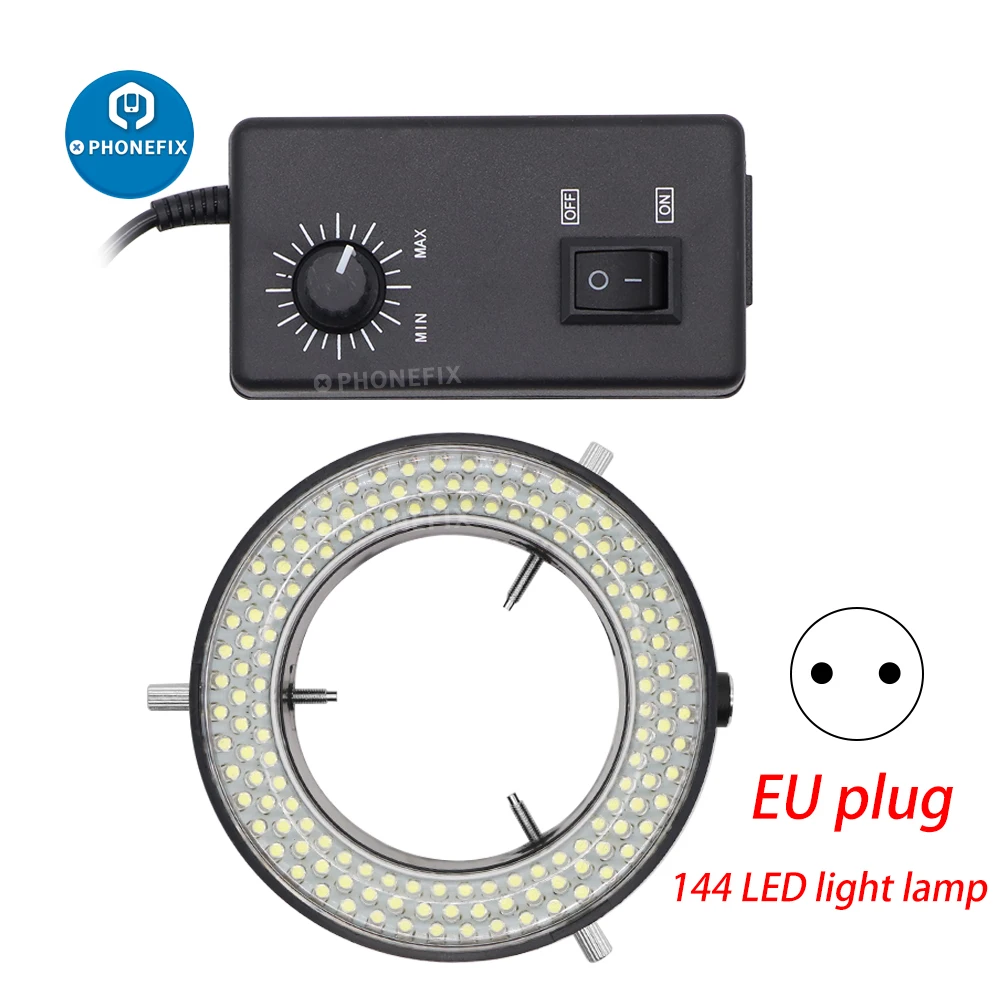 144 56 LED Ring Light Adjustable 0-100% Illuminator Lamp For Industry Stereo Camera Microscope Magnifier Circle Light Source