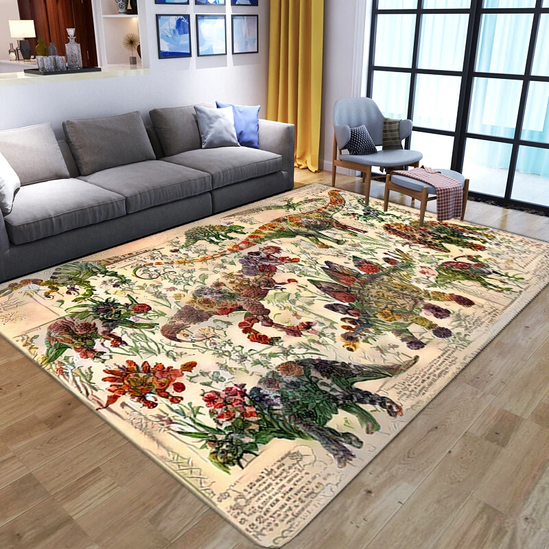 

Dinosaur 3D Printed Carpet Cartoon Kids Bedroom Play Mat Soft Flannel Memory Foam Girl Room Area Rug and Carpets for Living Room