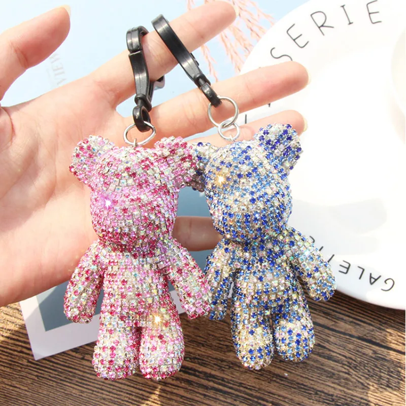 Полная фотография оригинальная Бриллиантовая кукла с милым медведем подвеска