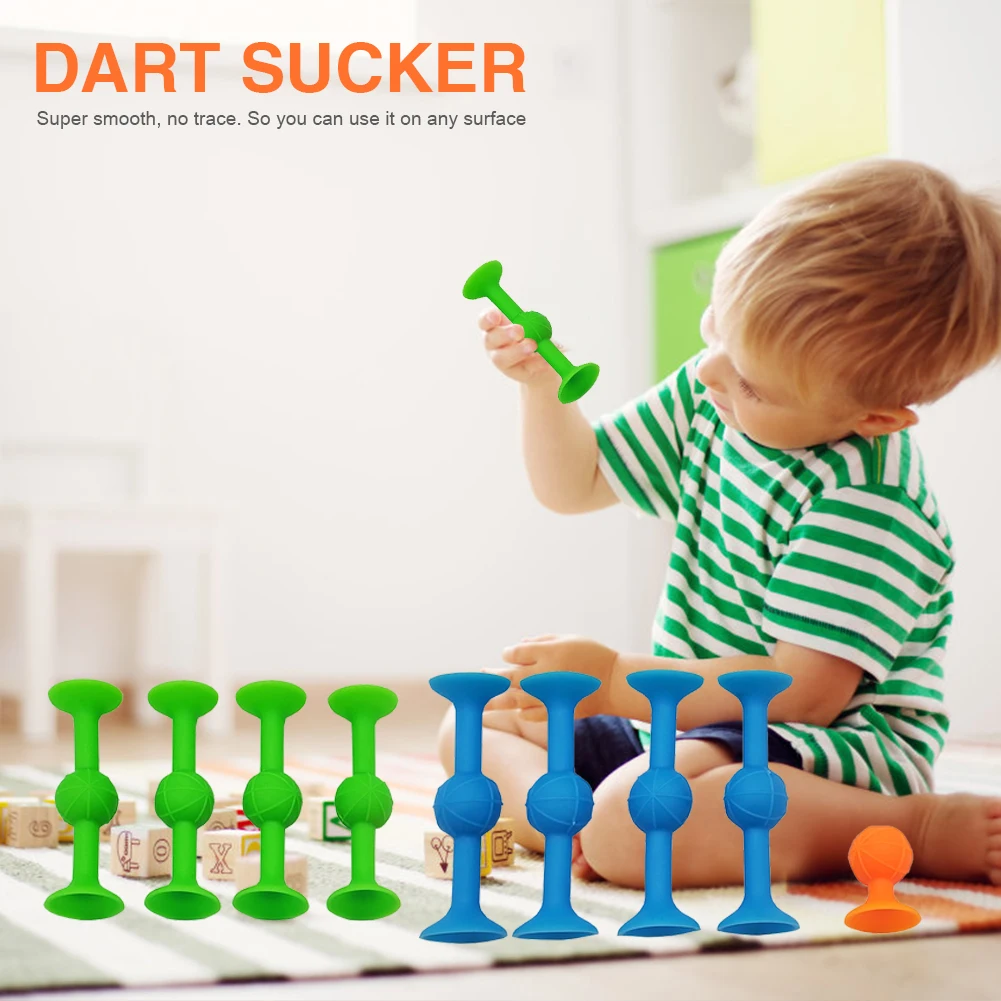 

9pcs Silicone Dart Suction Cup Toy Fun Stress Relief Darts Sucker Game Parent-child Interactive Playing Tablegame