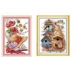 Набор для вышивки сделай сам, ручное вязание, Набор для вышивки крестиком, маковая шапочка и вышивка, 11CT, 14CT, кабина