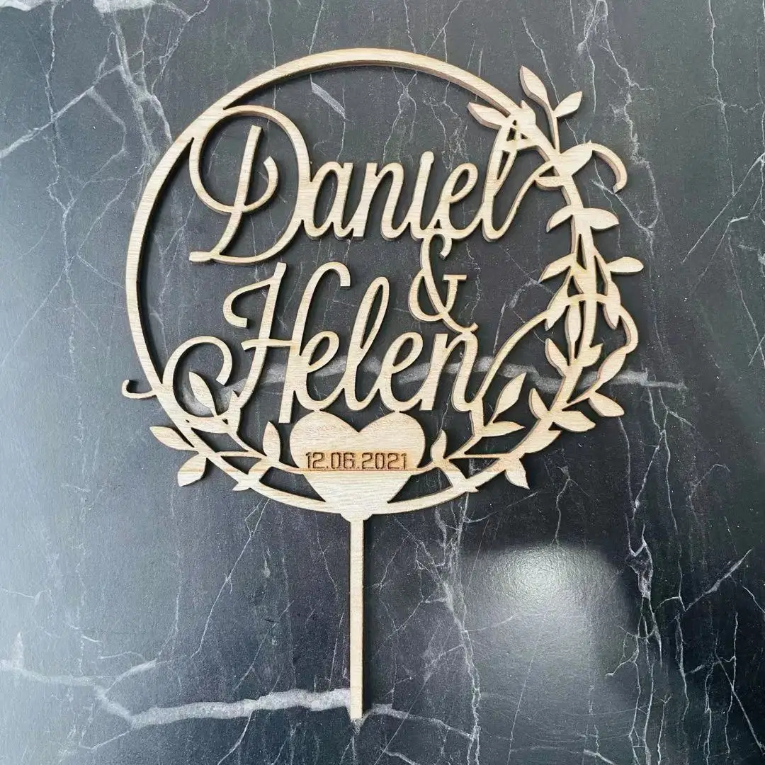 Индивидуализированные имена на заказ и дата Свадебный Топпер для торта невесты