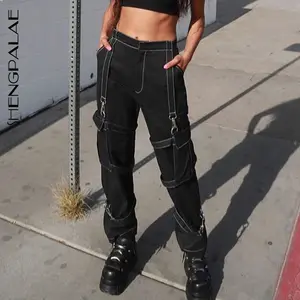 SHENGPALAE 2021 новые осенние джинсы женские длинные брюки ковбойские женские свободные уличные брюки с высокой талией свободные брюки-карго с карманами ZA5578