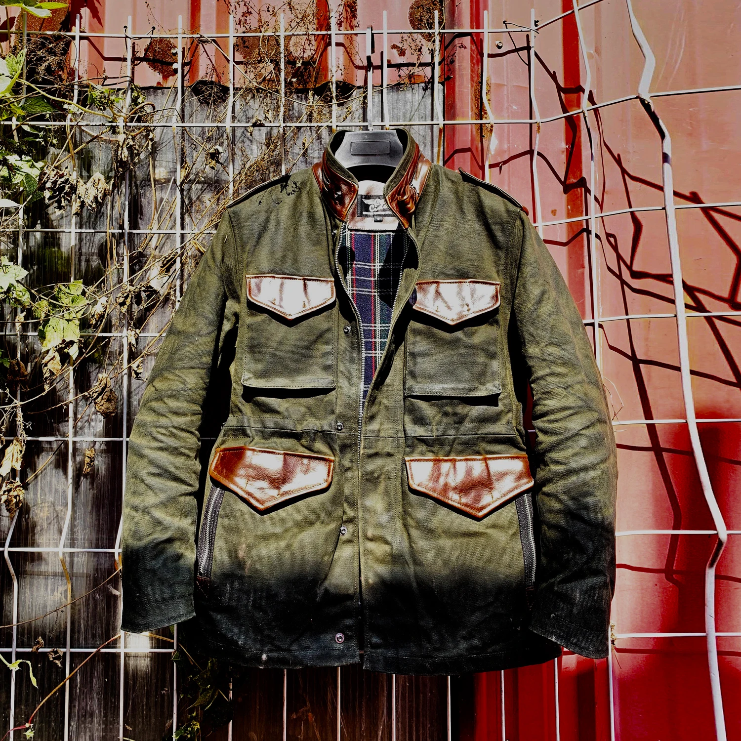 

CAN CDM65 ROCK ROLL US Size Army Super Heavy Genuine Cowhide & 22oz Canvas 55% Wool Lining Wax Water Proof M65 Jacket
