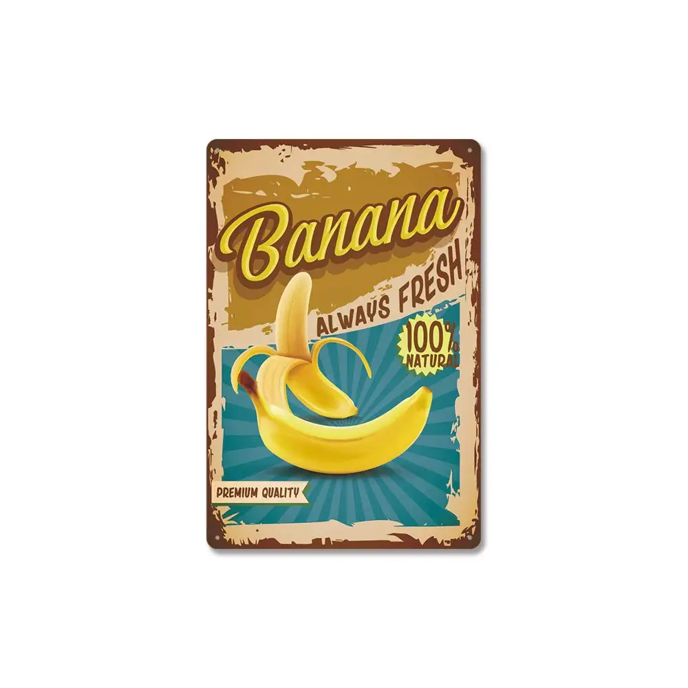 

CAI Bai Hui Retro Metal Tin Sign, Fruit Always Fresh!Suitable for Coffee Office Bar Yard Club Home Wall Retro Decoration