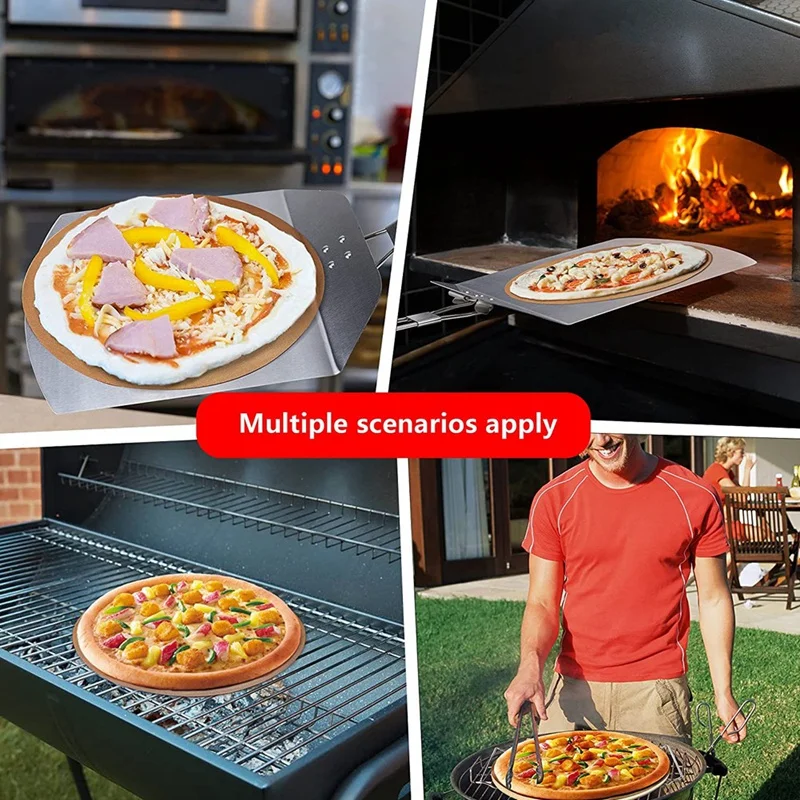 

Pizza Stone Set-13 Pizza Stone for Grill and Oven with Foldable Metal Pizza Peel and Accessories Set