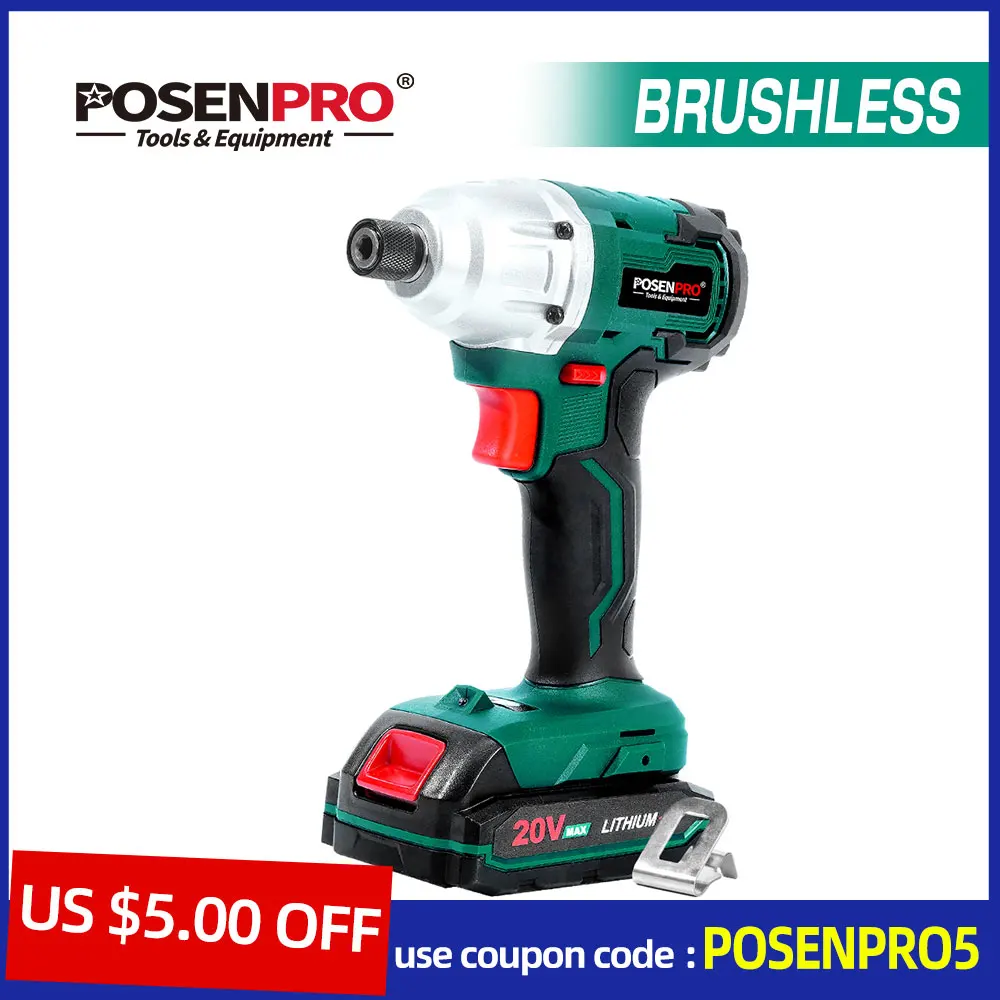 

20V Cordless Screwdriver Brushless Electric Screwdriver Auto-stop Mode 2 Speed LED Light 260Nm 1/4" Chuck