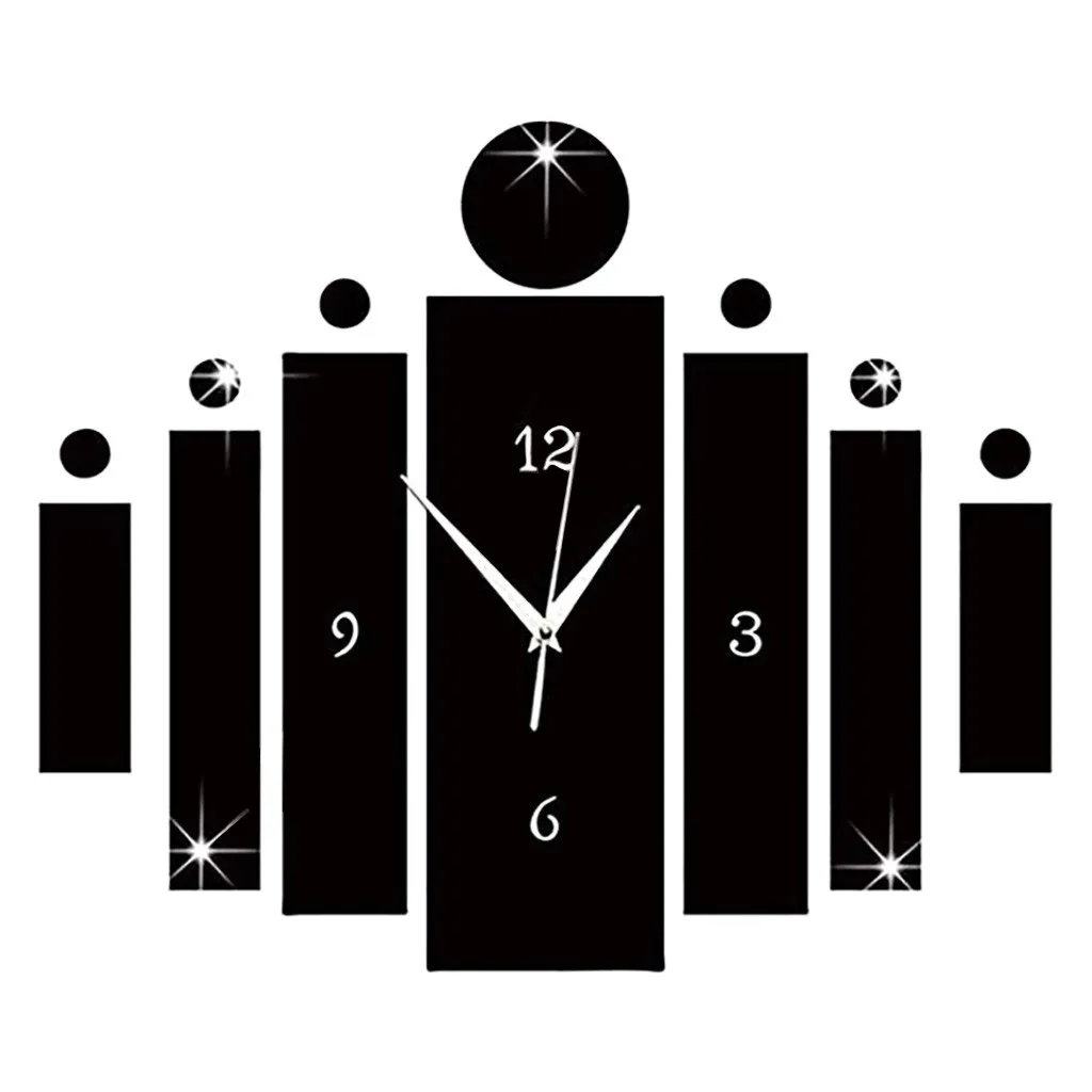 Роскошные зеркальные настенные часы 3d серебристого цвета современный дизайн