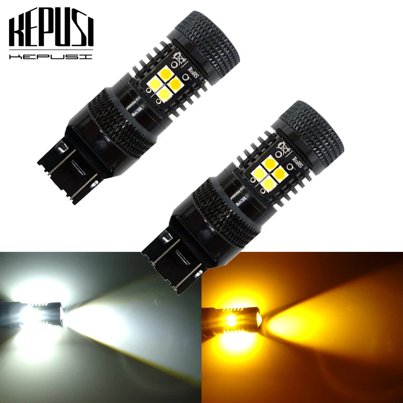 

2 шт. двухцветные 7443 светодиодный 3030 16SMD T20 W21/5 Вт светодиодные Белые желтые переключаемые лампы светодиодный Автомобильные стоп-сигнальные ...