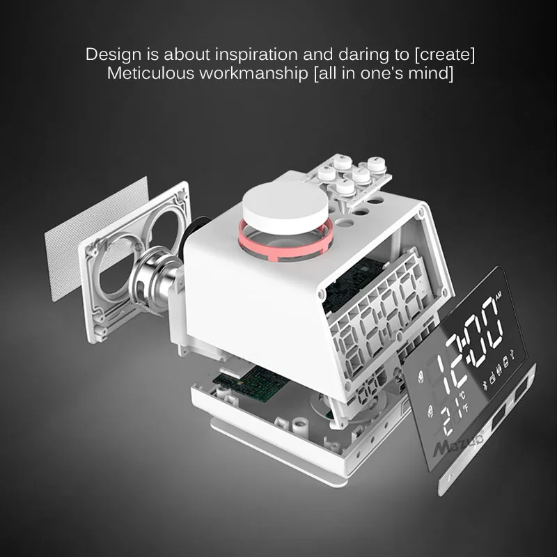 СВЕТОДИОДНЫЙ цифровой двойной будильник зеркальные часы беспроводной bluetooth