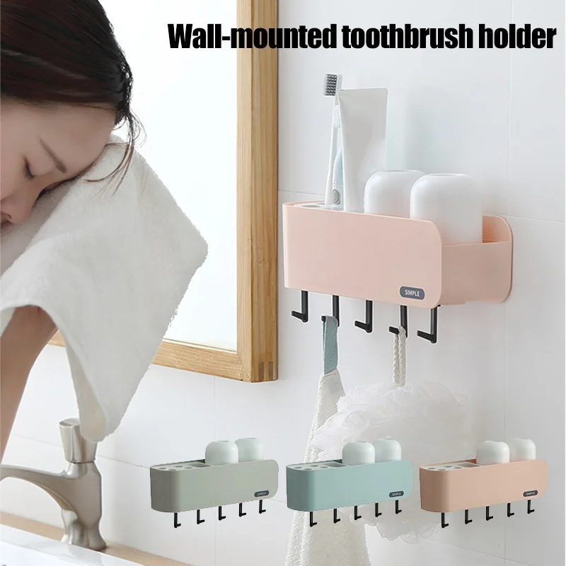 

NEW Hanging Bathroom Kitchen Utensil Box Toothbrush Storage Rack Wall-mounted Toothbrush Holder