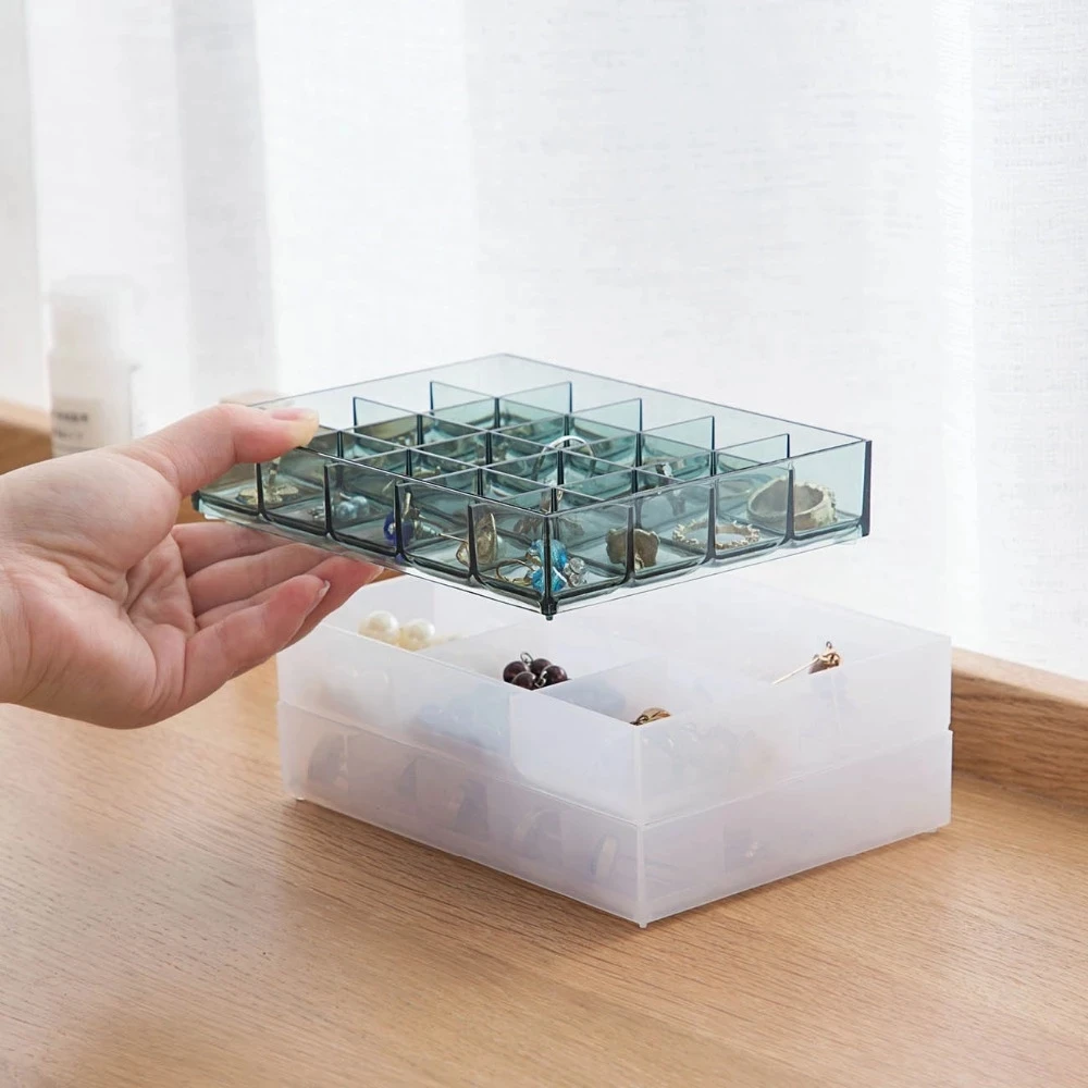 

Jewelry Organizer Portable Jewel Holder Storage Box Tray Travel Wedding Necklace Bracelet Ring Tray Storage Case Transparent Box
