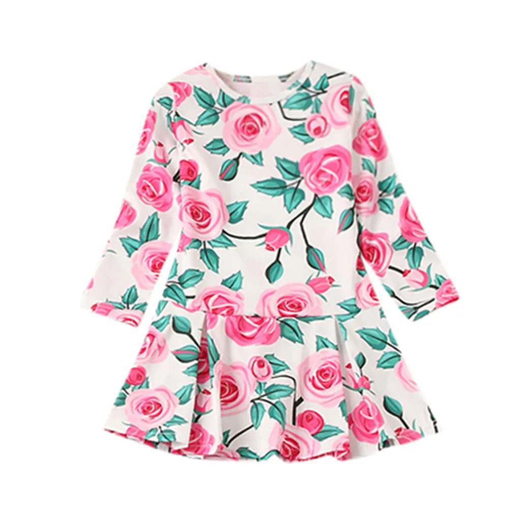 Mommy Me/Детское платье для девочек семейная одежда с длинными рукавами и круглым