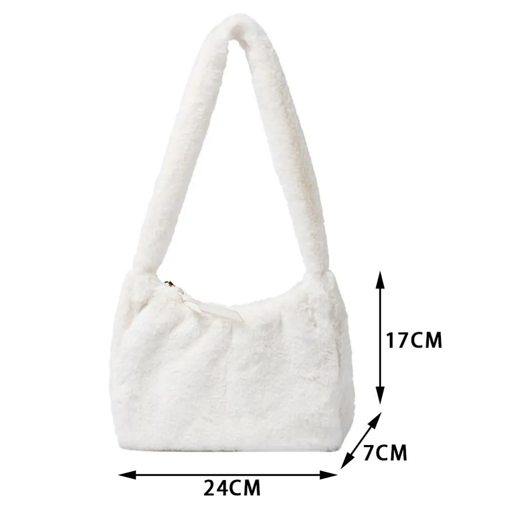 

Casual Simple Women Solid Color Shoulder Underarm Bags Autumn Fashion Plush Soft Fluffy Female Shoulder Handbags