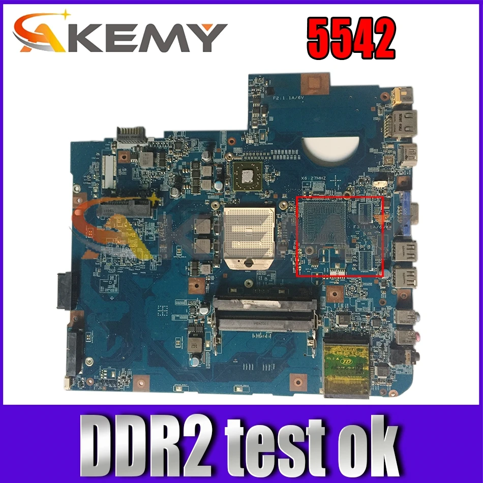 

AKEMY Laptop Motherboard For Acer aspire 5542 MBPHA01001 48.4FN01.011 216-0752001 DDR2 MAIN BOARD full work
