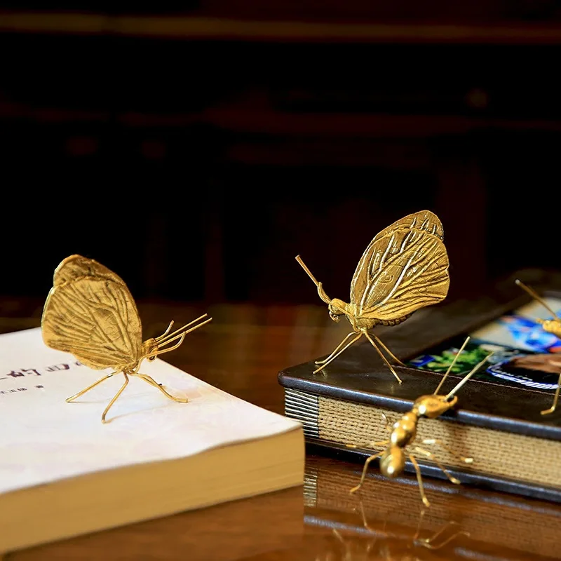 

New Creative Decorative Metal Handicrafts Copper Gold Ant Butterfly Ornament Handmade for Home Modern Art Decoration Accessories