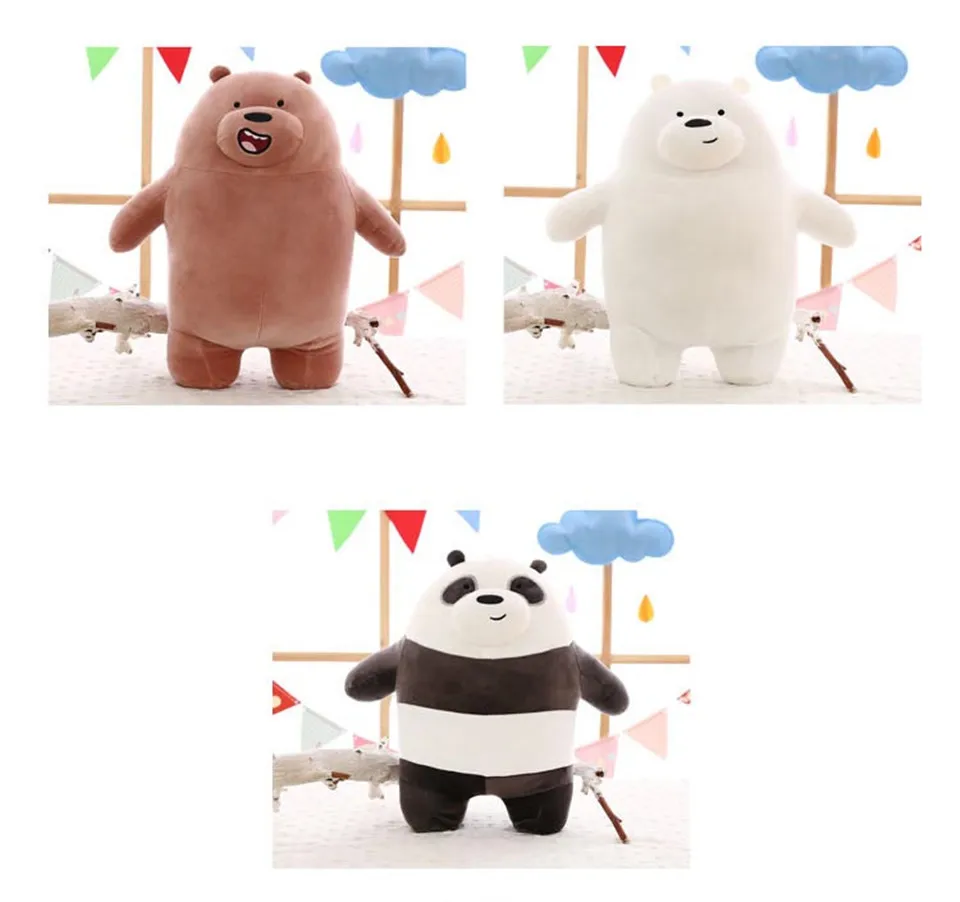 Три голых медведя, куклы, плюшевые игрушки, версия станции, гигантская панда, кукла, полярный медведь, подушка, чтобы отправить детям, праздничные подарки, игрушки