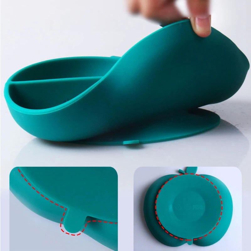 

Baby Non-slip Silicone Suction Divided Plate Training Feeding Food Bowl Placemat