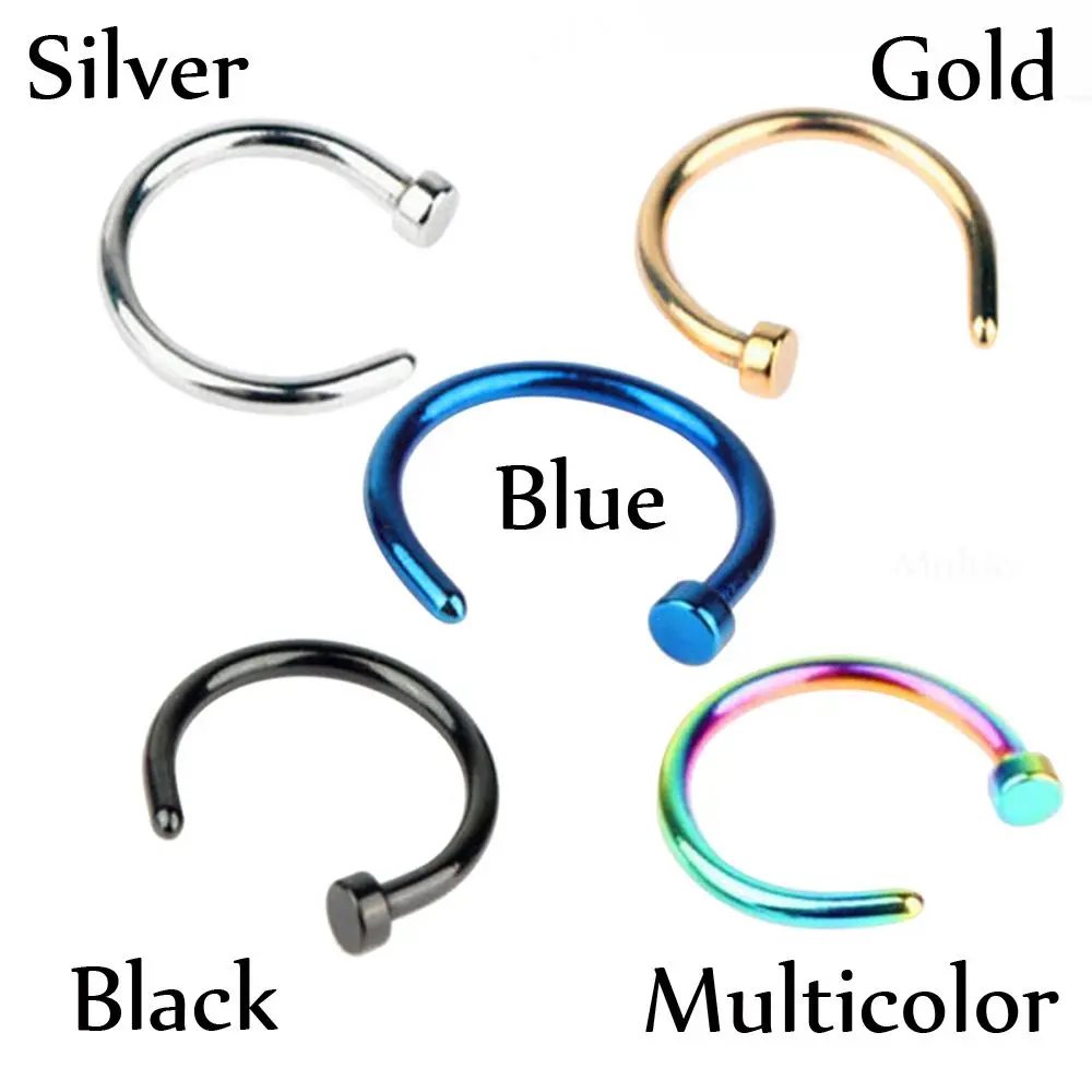 

3/5/10PCS 8mm Unisex Charming Clip on Hoop Non Piercing Body Jewelry Nose Ring Nostril Hoop
