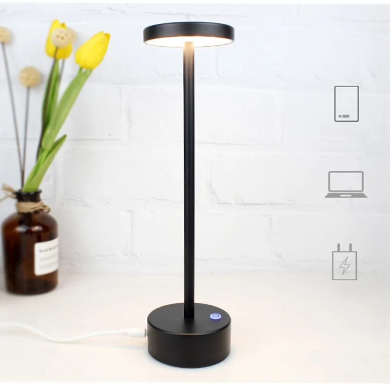 

Modern Led Touch Dimming Night Light for Restaurant Bar Simple Wireless Chargeable Table Lamp Bedroom Bedside USB Table Lamps
