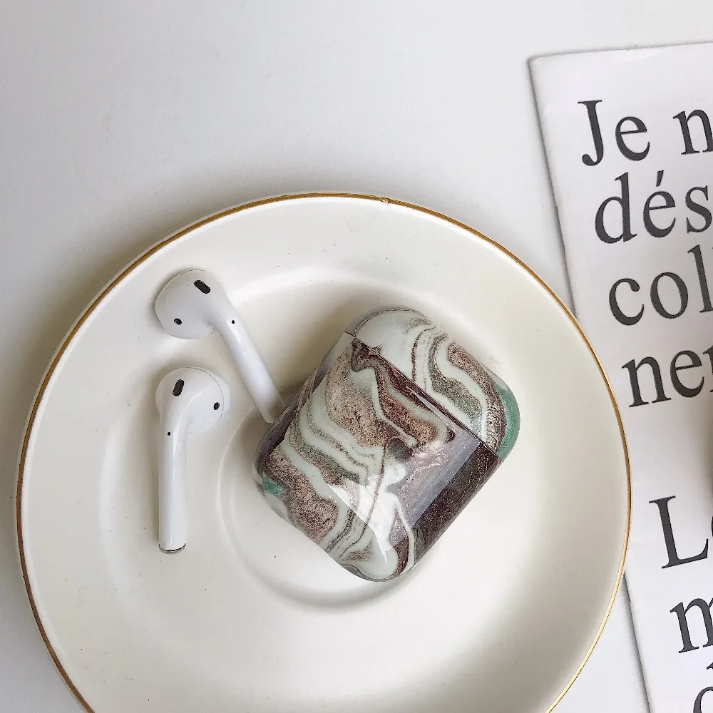 Чехол для оригинала Apple Airpods, чехол, мраморный, милый, чехол для Apple Airpods 2, 1, чехол, аксессуары, наушники Air Pods, чехол, коробка