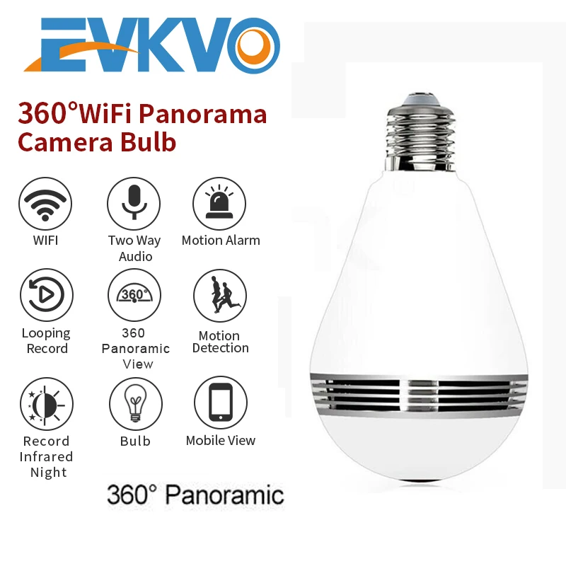 EVKVO 360 панорамный 1080 IP Камера Wi Fi лампы Беспроводной s лампа охранного