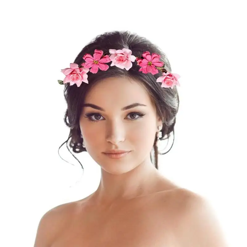 

6 Pcs Flower Headbands Bride Flower Crown Hair Band Girl Flower Wreath Elastic Hair Accessories Hair Accessories Barber Barbeiro