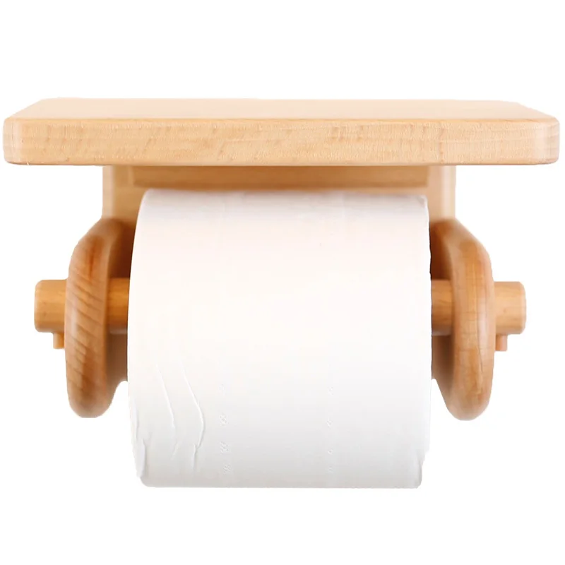

Wooden roll paper rack toilet paper holder toilet paper holder toilet paper tube roll free punching tissue box LO62545