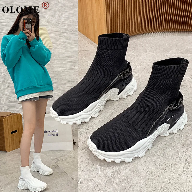 

2020 Fall Ladies Comfortable Casual Sneakers Ladies Thick-soled Vulcanized Shoes Old Shoes