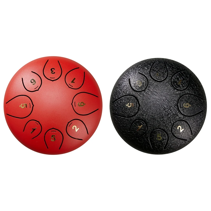 Tongue Drum 6 Inch Steel Tongue Drum Set 8 Tune Hand Pan Drum Pad Tank Sticks Carrying Bag Instruments Accessories