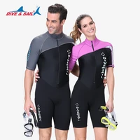 new mens and womens one piece diving quick drying sunscreen short sleeved swimsuit 1 5mm neoprene swimming trunks surfing suit