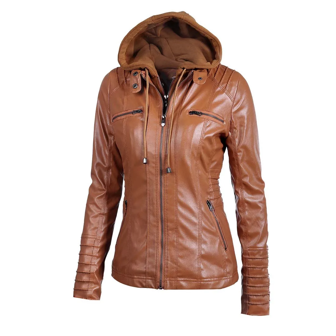 Женские Зимние Куртки из искусственной кожи на молнии в стиле панк женская