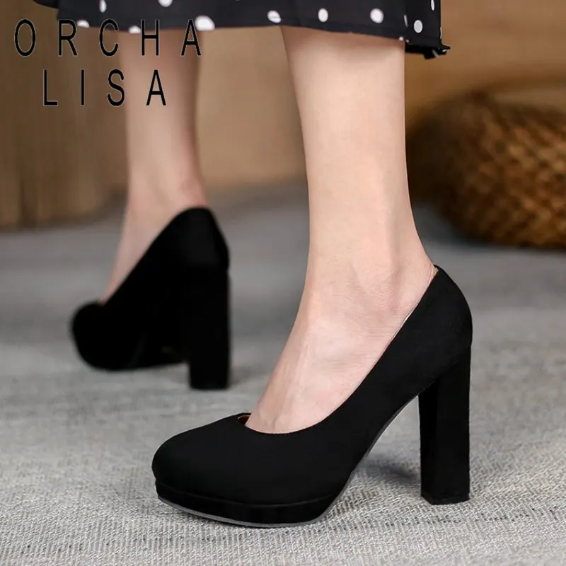 

ORCHA LISA/Новые 2021 женские туфли-лодочки, круглый носок Высота каблука 10 см квадратный каблук; Обувь с украшениями в классическом стиле; Обувь и...