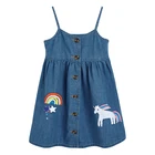 Джинсовое платье для девочек 2-7 лет, с единорогом