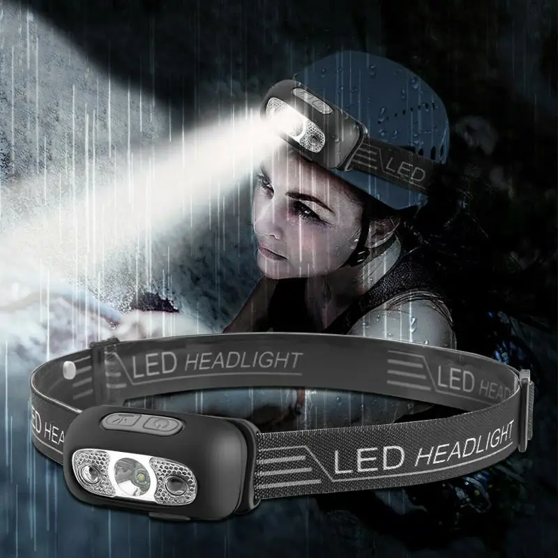 

Портативный светодиодный мини-фонарь, водонепроницаемый Головной фонарь с зарядкой от USB для активного отдыха, велоспорта, походов, кемпинг...