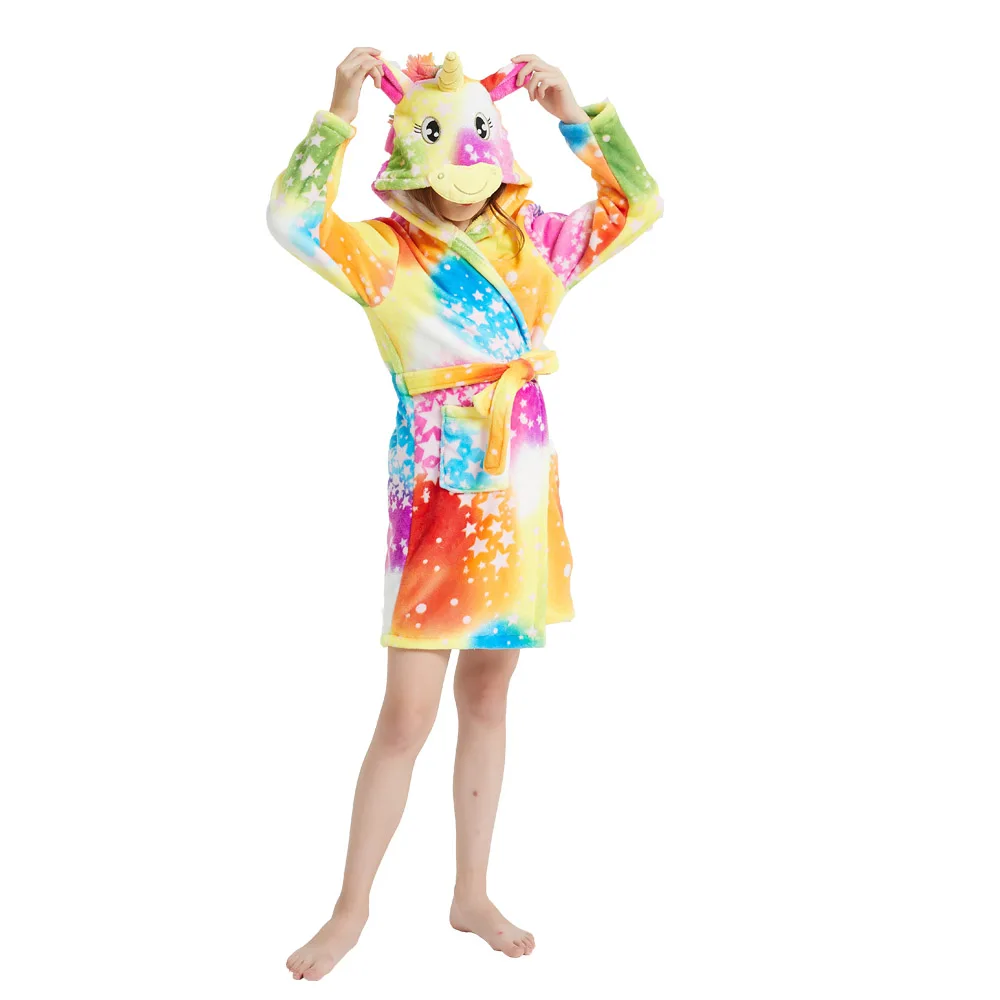 Детский халат-кигуруми детский банный халат с животными радуга единорог Ранняя