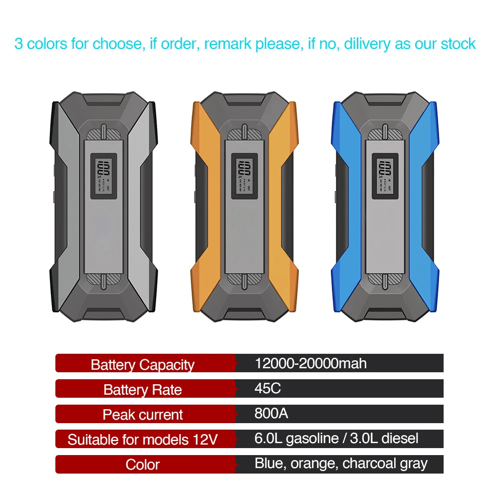 Car Jump Starter Battery portable Power Bank 20000mAh Capacity Starting Device Emergency Booster With Digital Display | Электроника