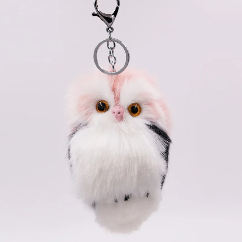 

Cute Cartoon Realistic Owl Hair Ball Keychain Cute Fashion Kids Plush Doll Female Bag Car Soft Fluffy Key Ring Charm Girl Gift