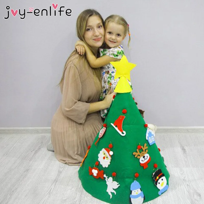 3D DIY фетровая Рождественская елка для малышей новогодняя Детская Подарочная игрушка искусственное дерево Рождественское украшение для дома подвесные украшения