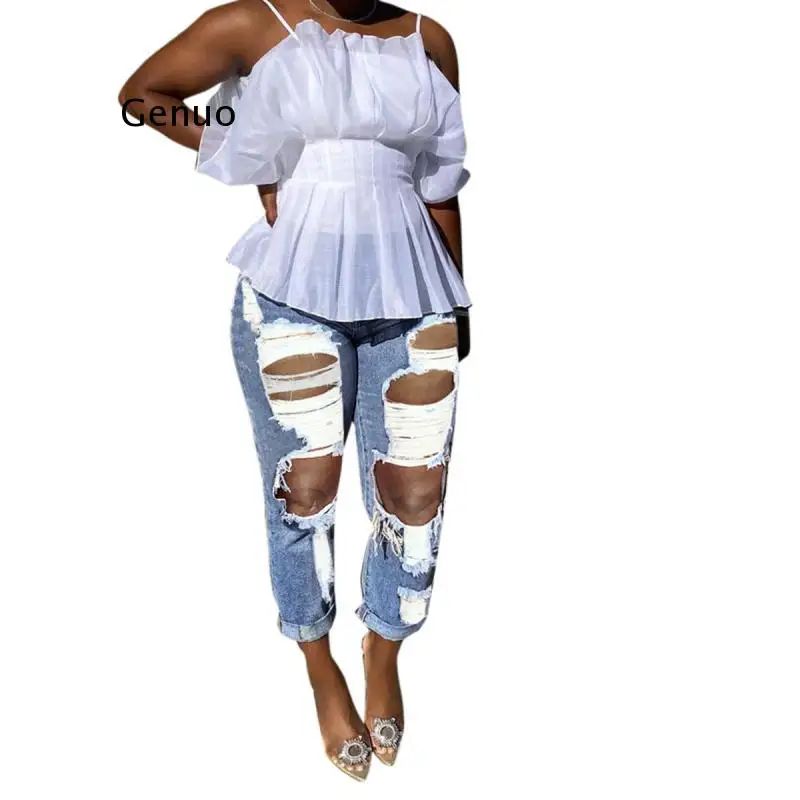 Лидер продаж летние рваные джинсы модные женские свободные повседневные