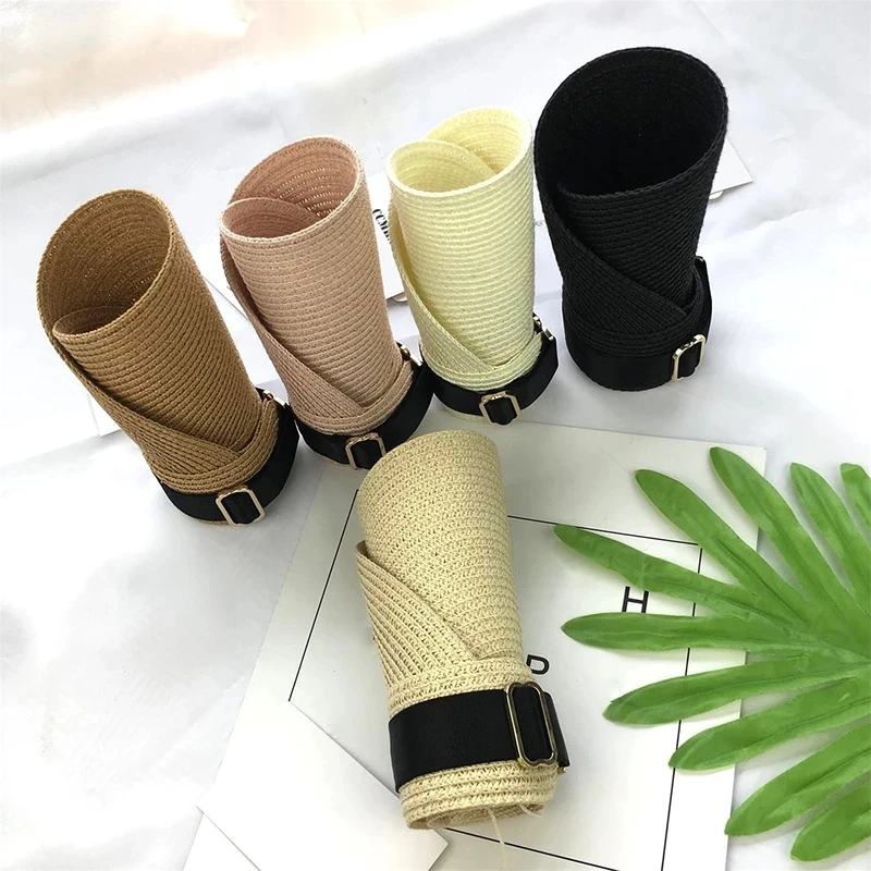 

Giolshon New Summer Empty Top Suncap Foldable Portable Roll Up Beach Hat Wide Brim Women Sun Hat Fashion Casual Straw Cap Visors