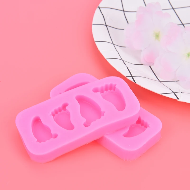 

1PC 4 Hole Cute Pink Baby Feet Silicone Fondant Cake Chocolate Mold Kitchen Baking Mold Cake Decorating Moulds Modeling Tools