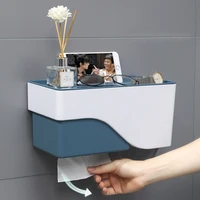 waterproof toilet paper holder shelf double layer wall mount roll paper tube storage box creative tray bathroom tissue box