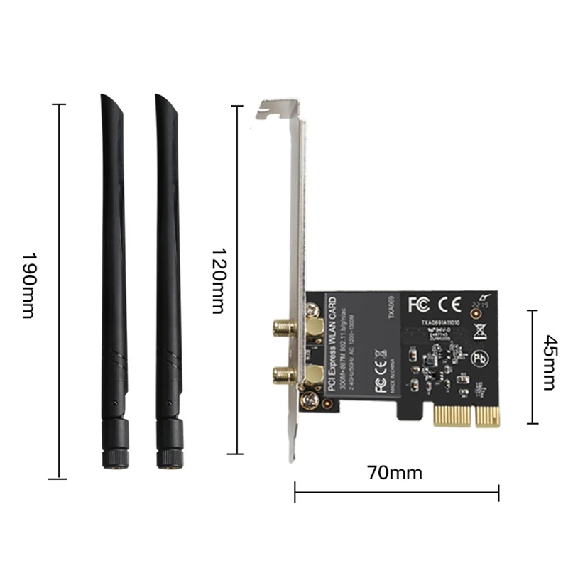 Wi Fi Беспроводной адаптер карты 1300 Мбит/с Dual Band 5.GHz/ 2 4 ГГц PCI Express сетевой для