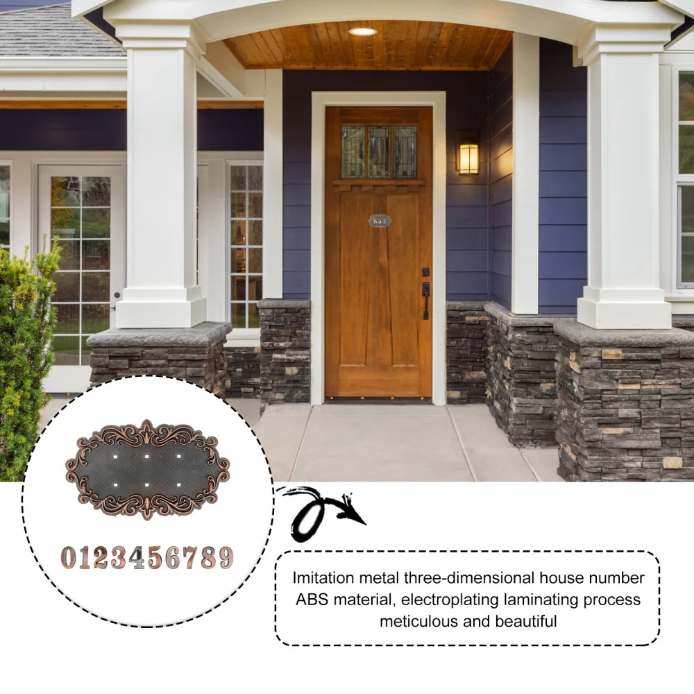

1 Set of European Embossment Style Doorplate 3D Number Plate Sign (Bronze)