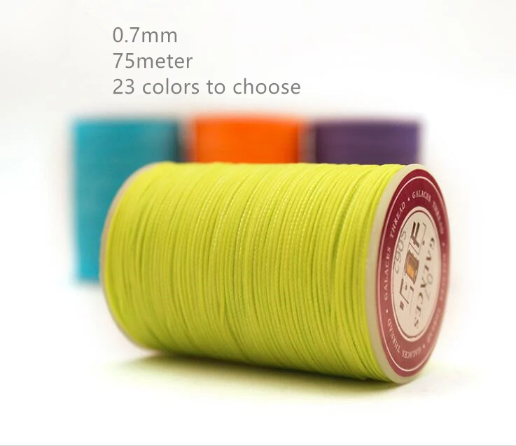Wholesale good quality 0.7mm leather round waxed thread polyester wax 75m long 23 colors to choose | Дом и сад