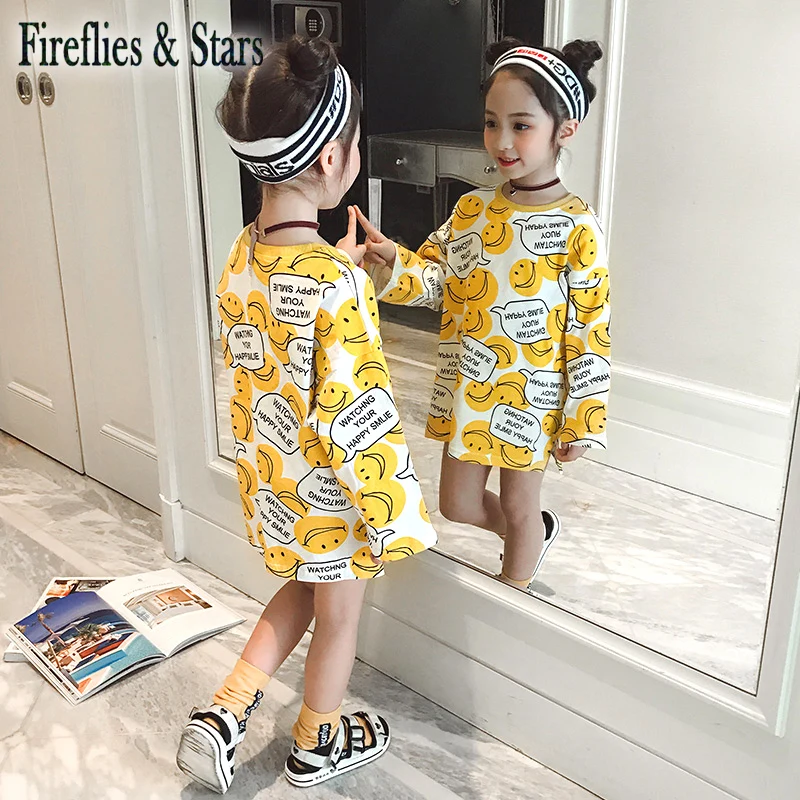 Весенняя футболка для девочек пуловер малышей детская длинная Детская уличная