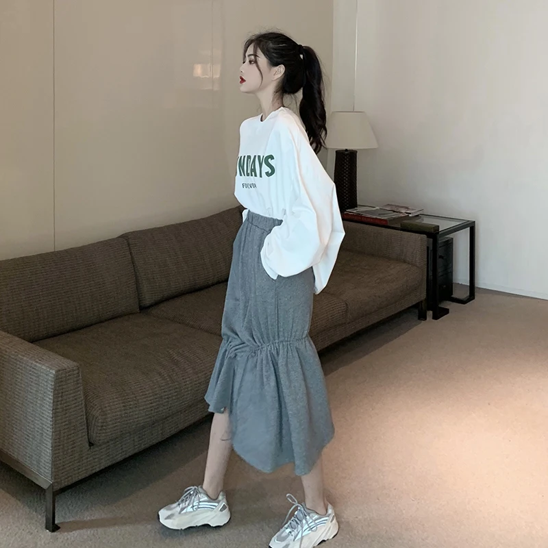 2020 Spring And Autumn New Youth Popular Thin Letter Printing Loose Sweatshirt Fashion Casual Round Neck Pullover S-M | Женская одежда