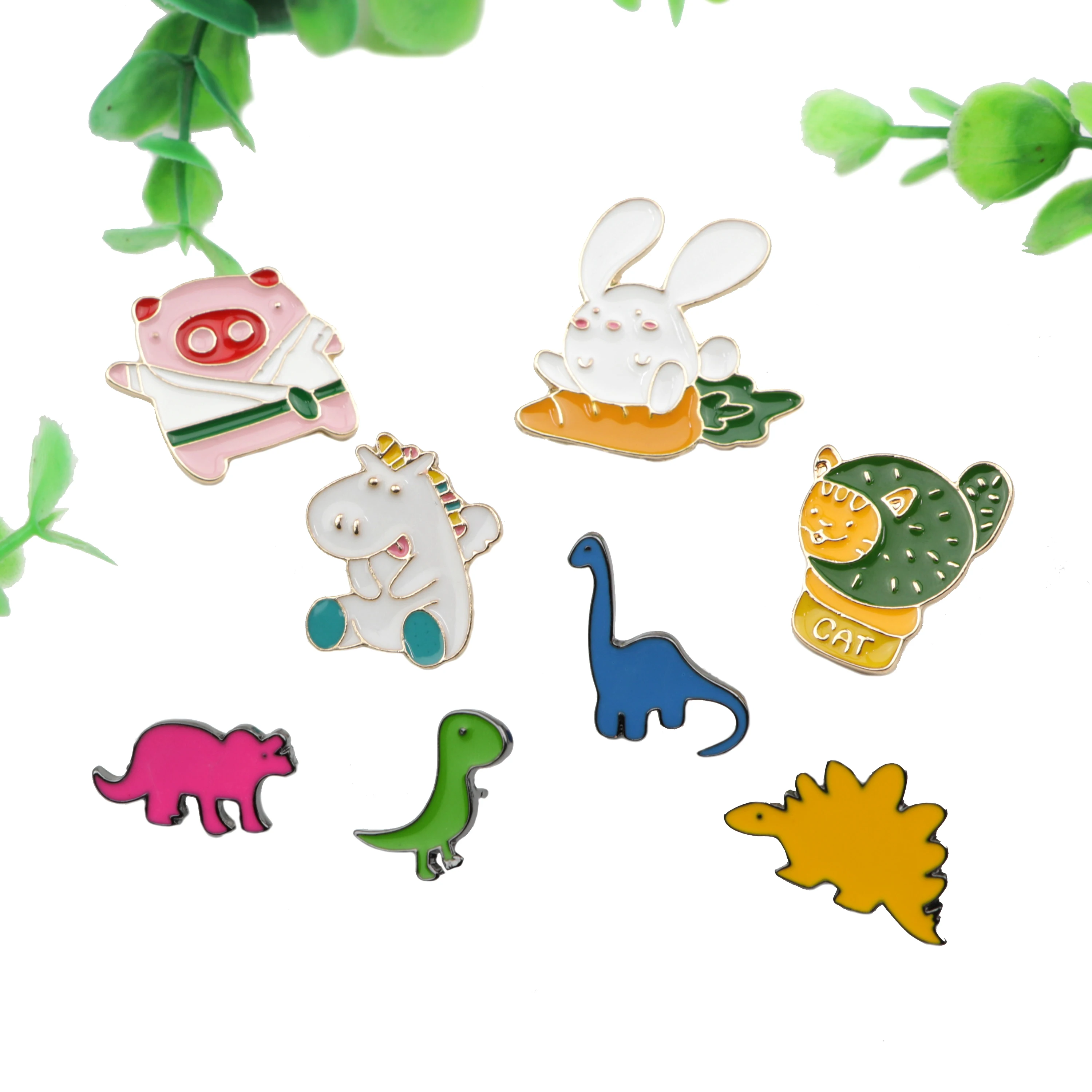 Милые булавки для лацкана единорога динозавра свиньи кролика кошки разноцветные